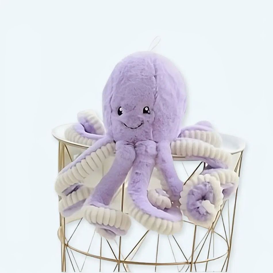 Peluche pieuvre violette douce enfant câline océan
