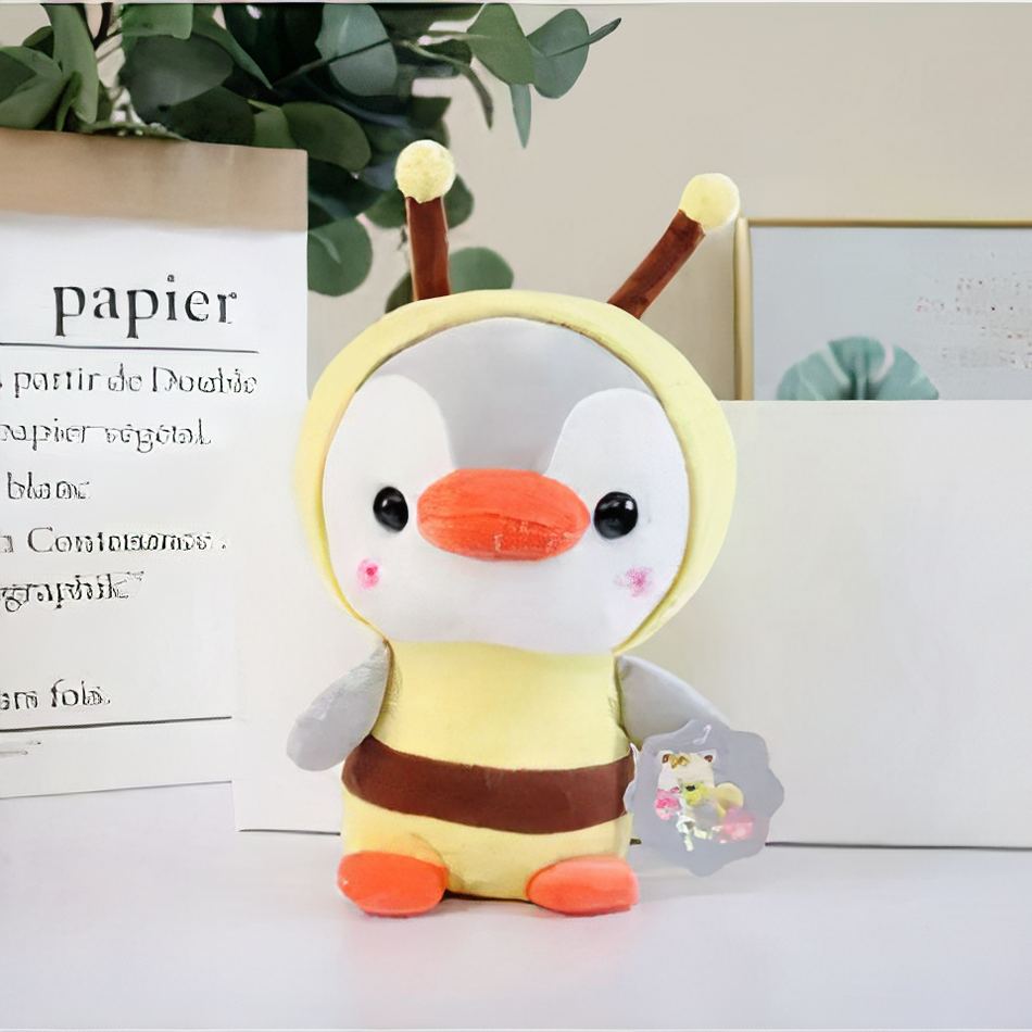 Peluche pingouin abeille déguisement doux enfant câlin