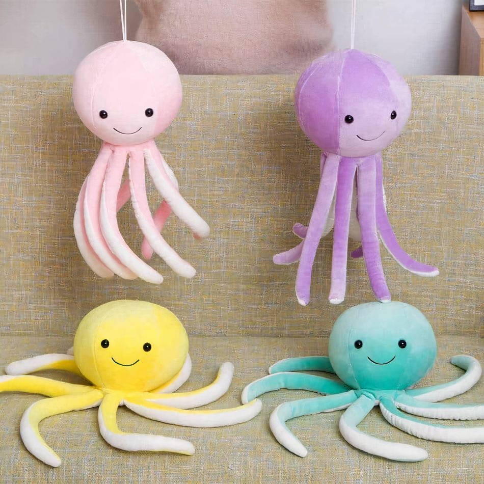 Peluche poulpe rose mignon doux univers marin câlin