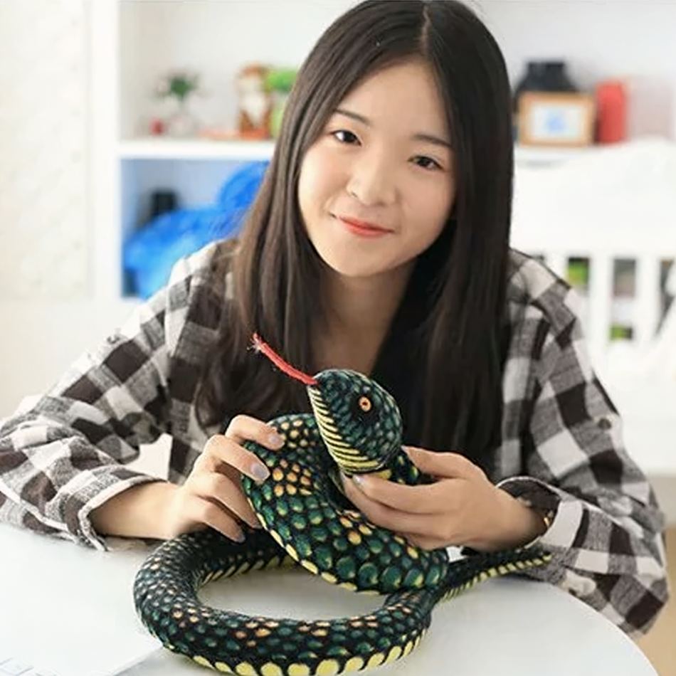Peluche python vert doux jungle serpent réaliste peluche