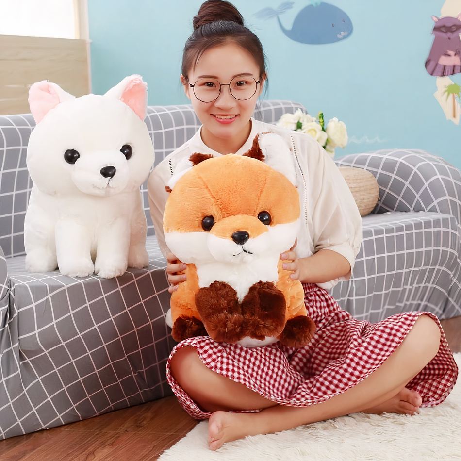 Peluche renard blanc Kawaii doux câlin enfant