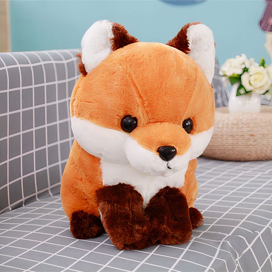 Peluche renard marron adorable doux Kawaii enfant