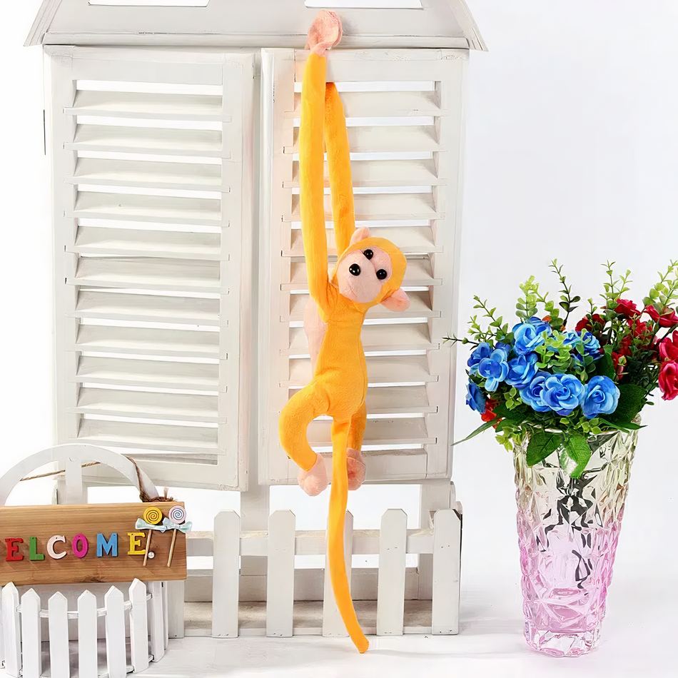 Peluche singe kawaii marron queue longue douce enfant
