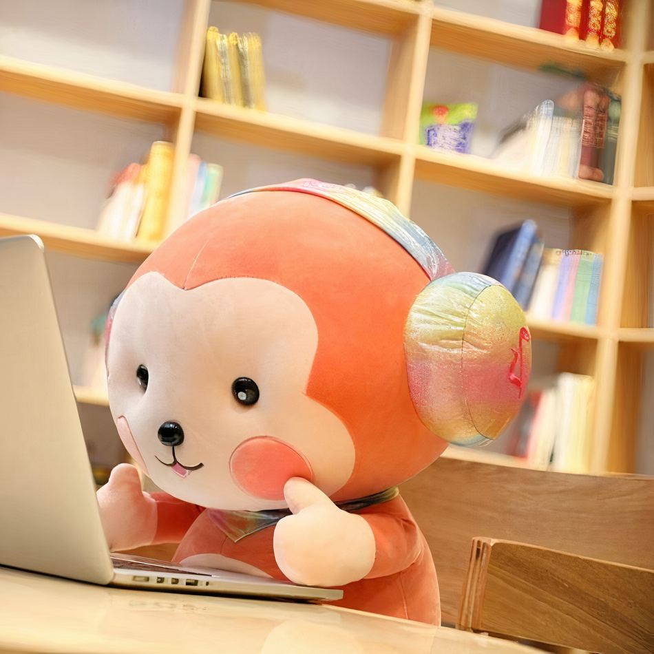 Peluche singe rouge mignon douce câline enfant