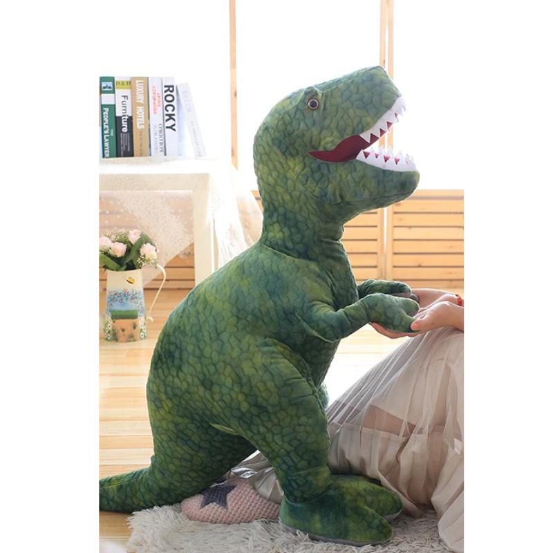 Peluche tyrannosaure vert géant doux enfant jurassique