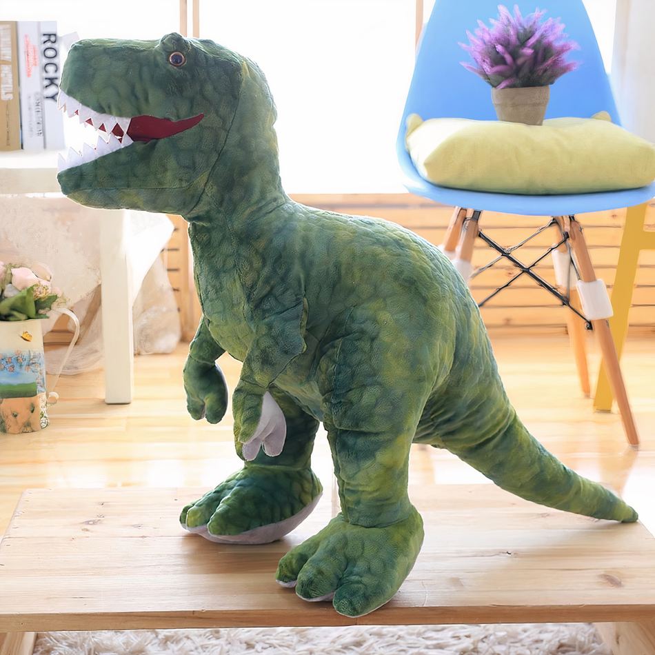 Peluche tyrannosaure vert géant doux enfant jurassique