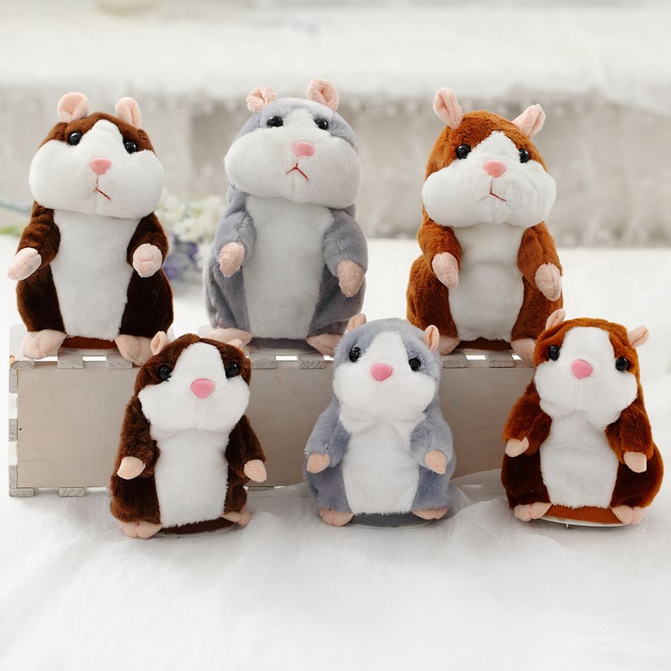 Peluche hamster marron interactif doux enfant