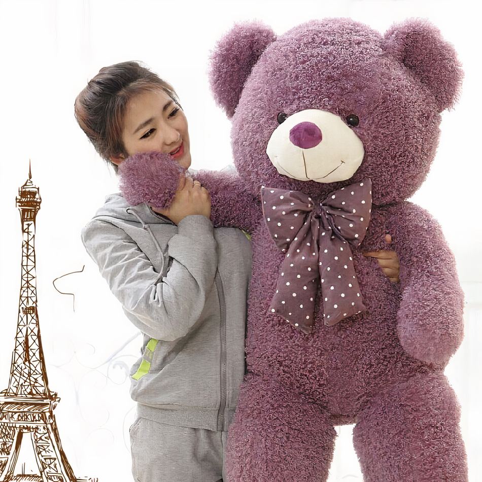 Peluche ours violet géant doux câlin chambre enfant