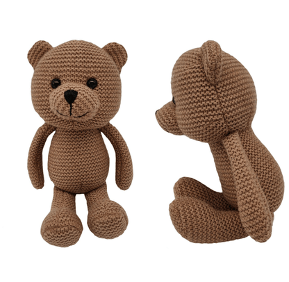 Peluche crochet ourson marron et blanc