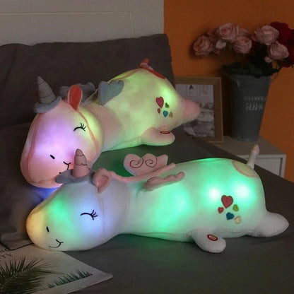 Peluche licorne rose veilleuse lumineuse et magique