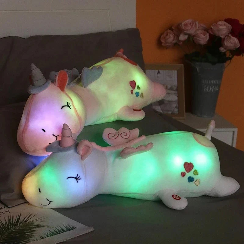 Peluche licorne bleu veilleuse lumineuse et magique