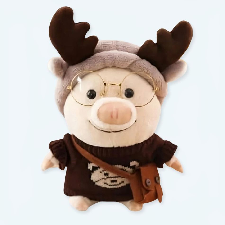Peluche cochon renne douce hiver enfant câlin