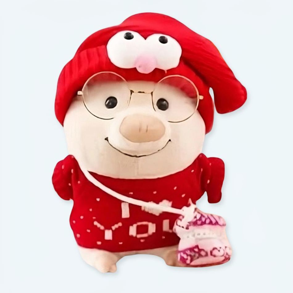 Peluche cochon rose tendre pull doux message romantique