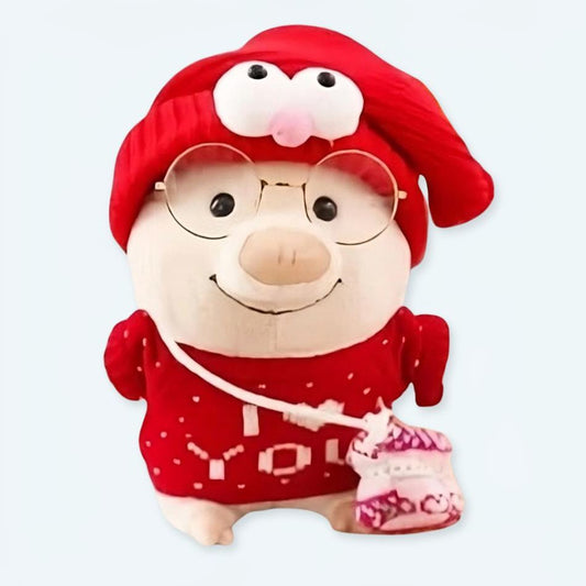 Peluche cochon rose tendre pull doux message romantique