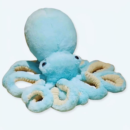 Peluche pieuvre bleue claire océan doux câlin enfant