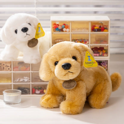 Peluche chien golden retriever blanc