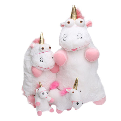 Peluche licorne rigolote blanche rose et corne doré