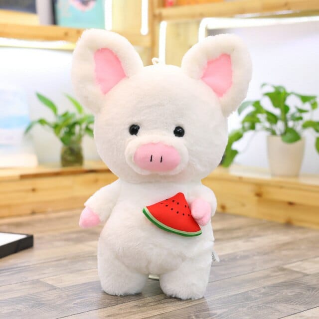 Cochon Peluche Géante  Pompom | Peluche World 28 cm / Fruit Blanc