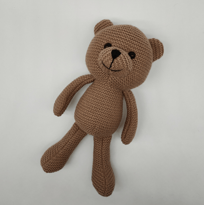 Peluche crochet ourson marron et blanc