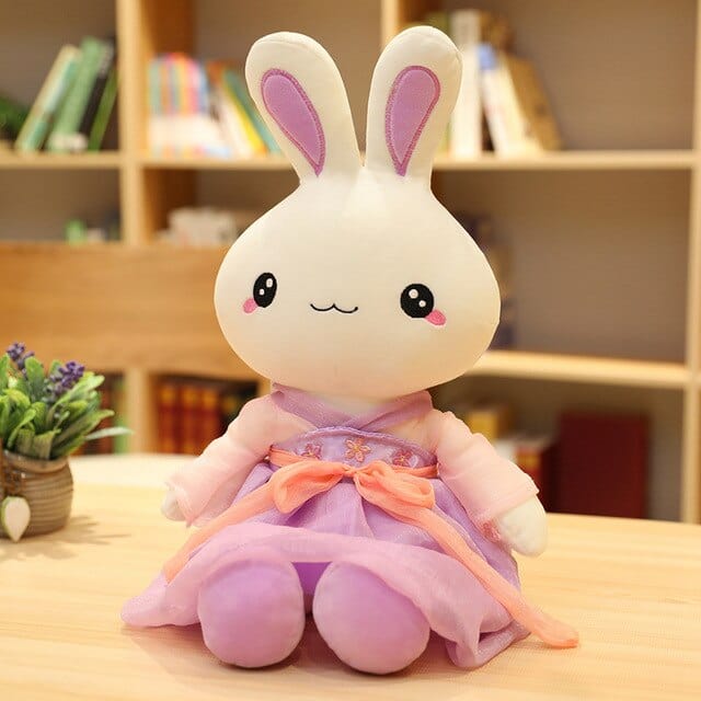 Gros Lapin Peluche  Vivi | Peluche World Mauve Yeux Ouvert