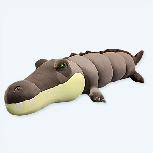 Peluche alligator gris géant doux jungle enfant câlin