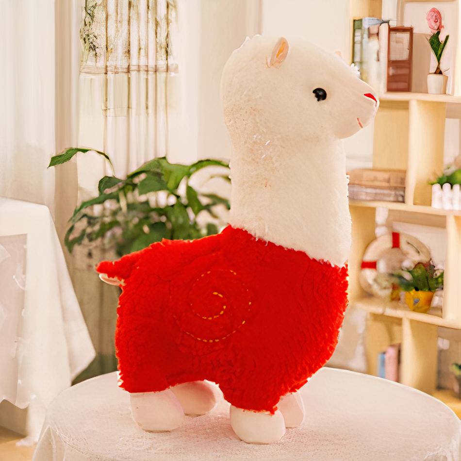 Peluche alpaga robe colorée doux et câlin enfant