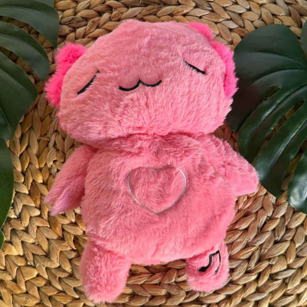 Peluche axolotl rose douce veilleuse musicale enfant