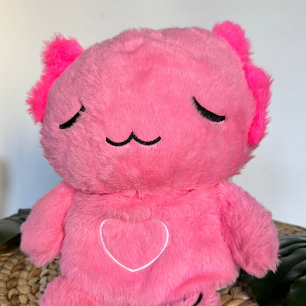 Peluche axolotl rose douce veilleuse musicale enfant