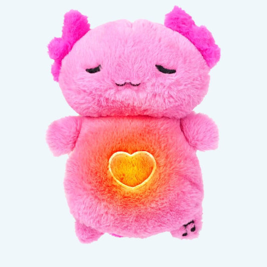 Peluche axolotl rose douce veilleuse musicale enfant