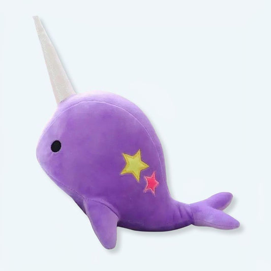 Peluche baleine magique licorne violet doux enfant rêverie