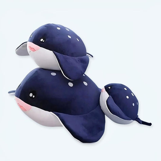 Peluche baleine noire douce océan enfant chambre cocooning