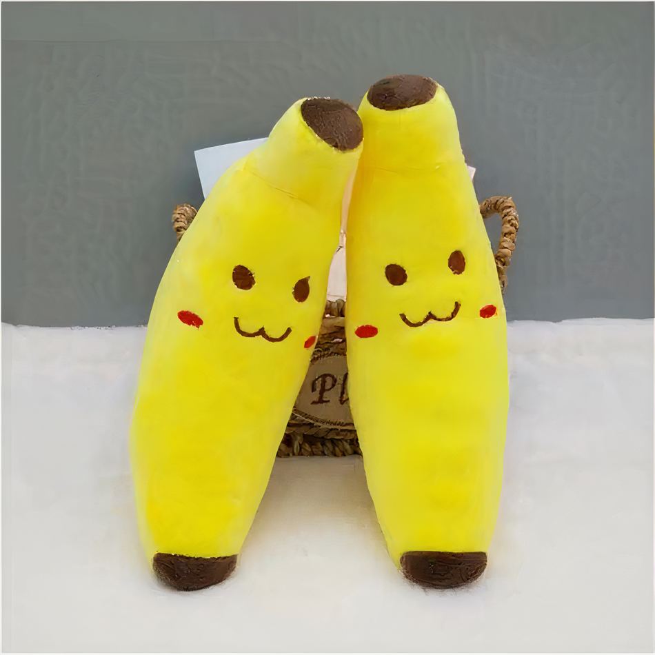 Peluche banane sourire jaune fruit doux câlin enfant