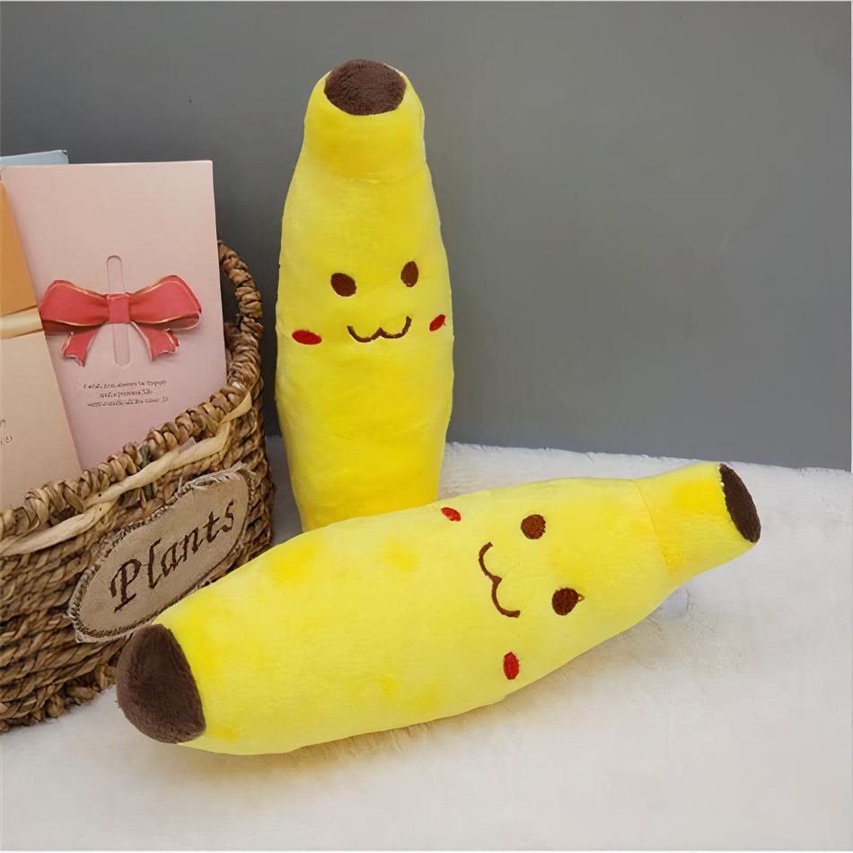Peluche banane sourire jaune fruit doux câlin enfant