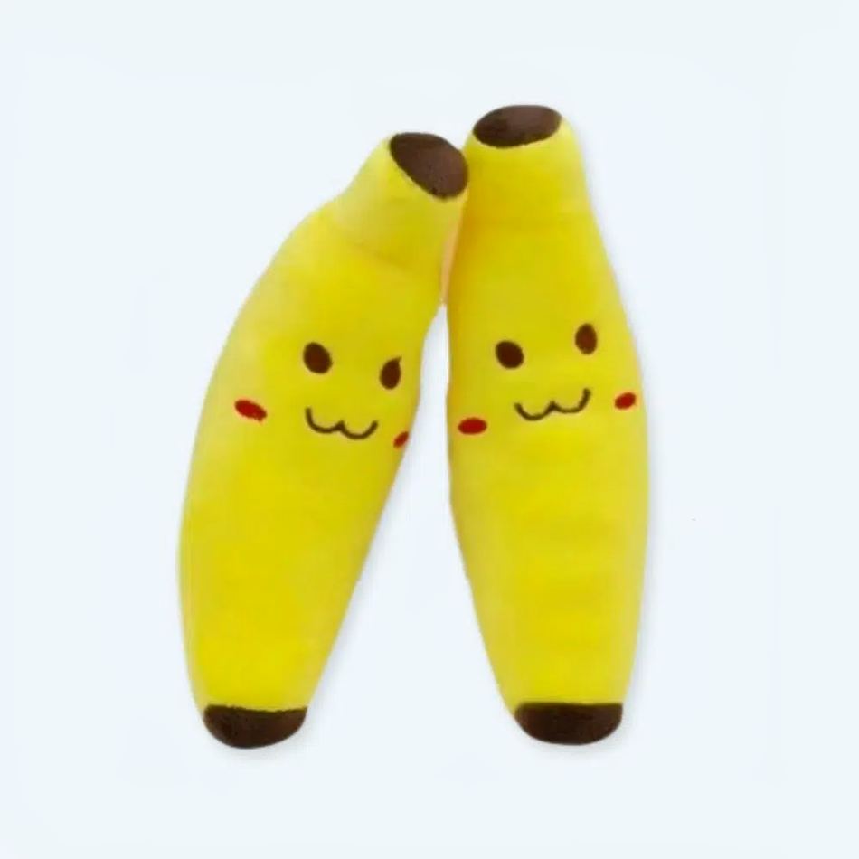 Peluche banane sourire jaune fruit doux câlin enfant