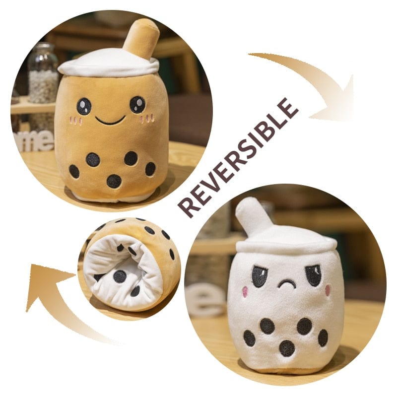 Peluche bubble tea réversible gentil ou méchant
