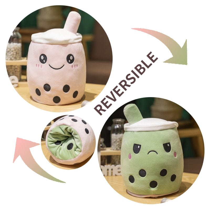 Peluche bubble tea réversible gentil ou méchant