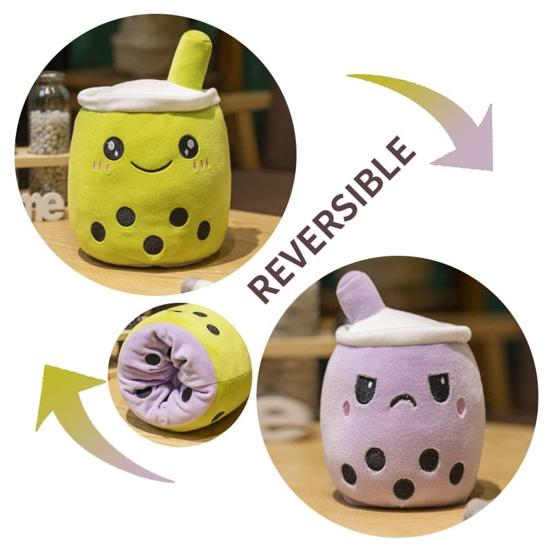 Peluche bubble tea réversible gentil ou méchant