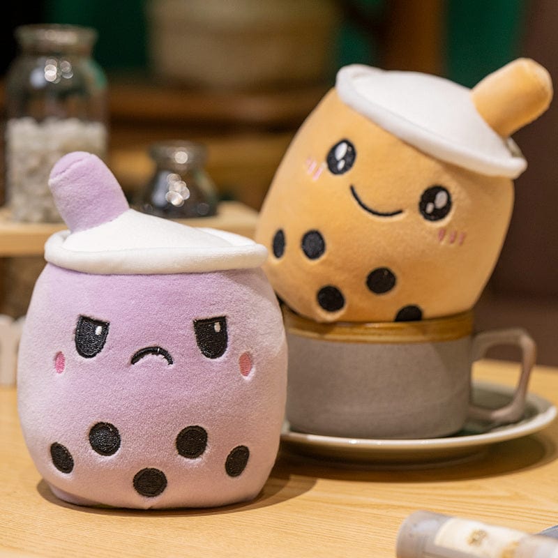 Peluche bubble tea réversible gentil ou méchant