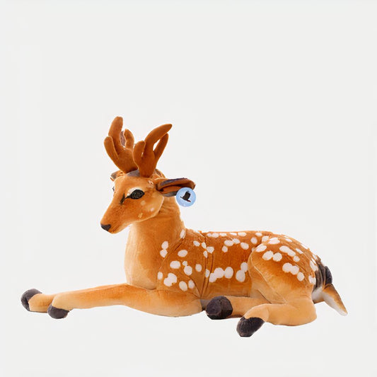 Peluche cerf géant doux forêt enfant câlin hiver