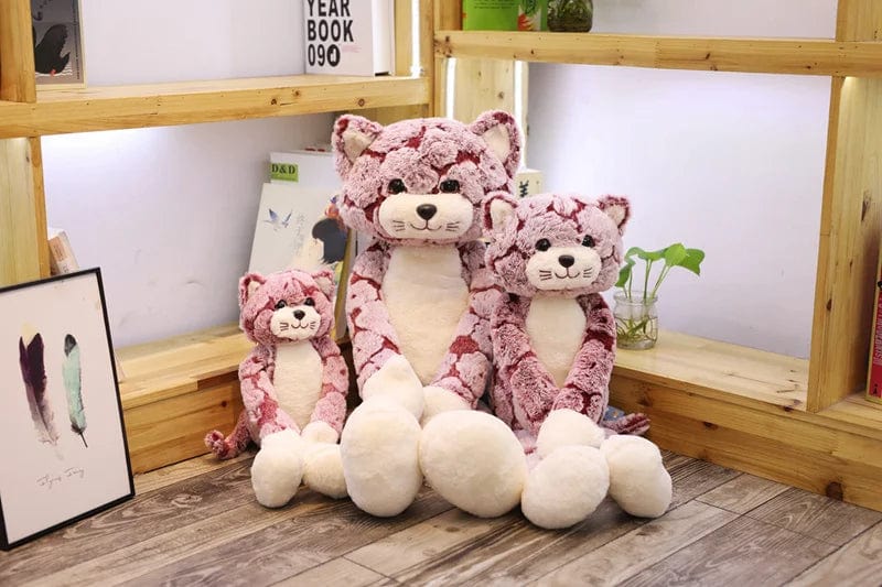 Peluche chat assis rose