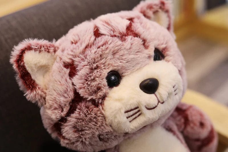Peluche chat assis rose