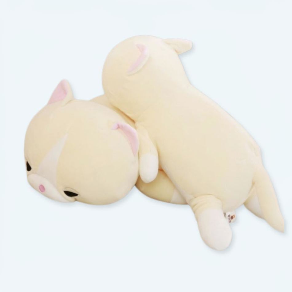 Peluche chat assoupi doux cocon confort maison