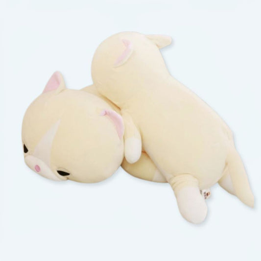 Peluche chat assoupi doux cocon confort maison