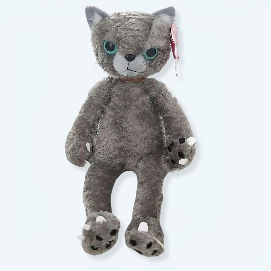 Peluche chat beige mécontent doux pour enfants câlins