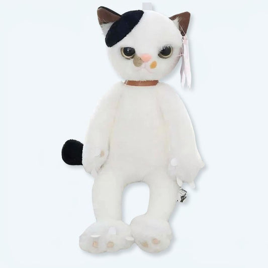 Peluche chat blanc assis doux compagnon câlin maison