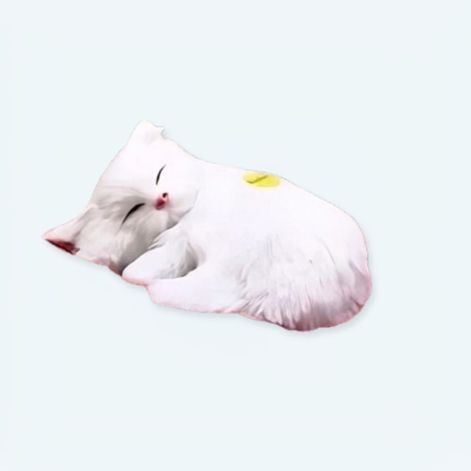 Peluche chat blanc endormi doux câlin chambre cosy