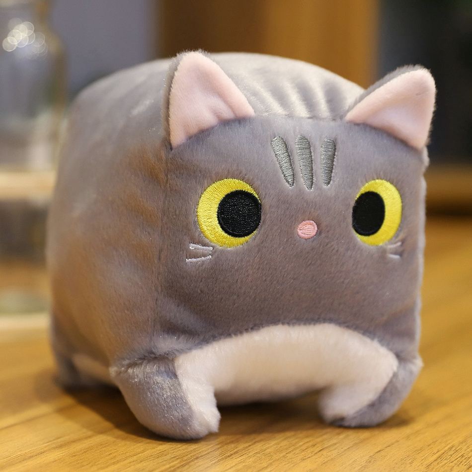 Peluche chat carré doux confort univers cocooning maison