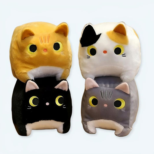 Peluche chat carré doux confort univers cocooning maison