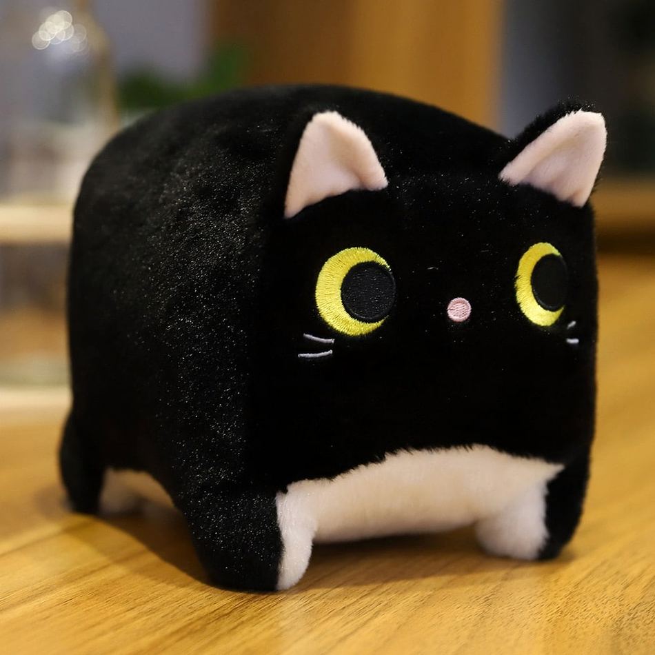 Peluche chat carré doux confort univers cocooning maison