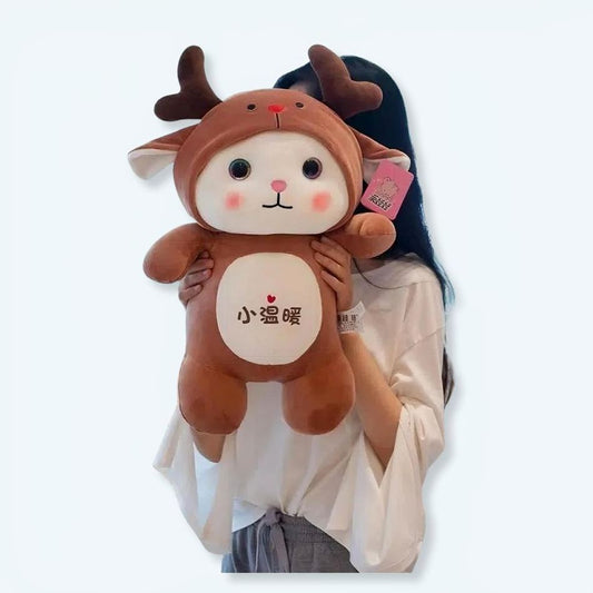 Peluche chat cerf doux câlin hiver décoration festive